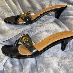 Hilliard and Hanson Womens Black Thong Heeled Sandals size 8.5